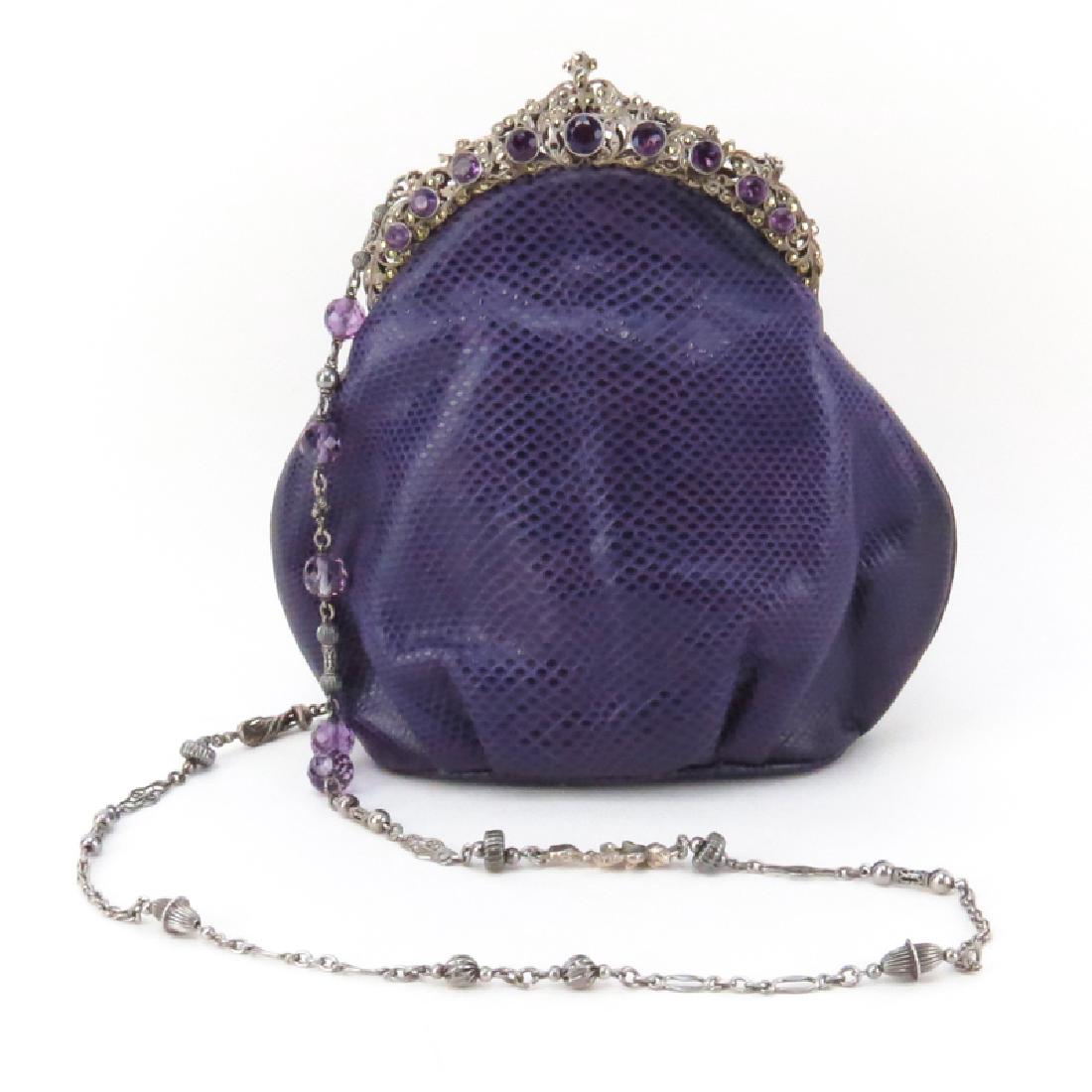 19th C Sterling Silver and Amethyst Framed Handbag. (1 of 4)