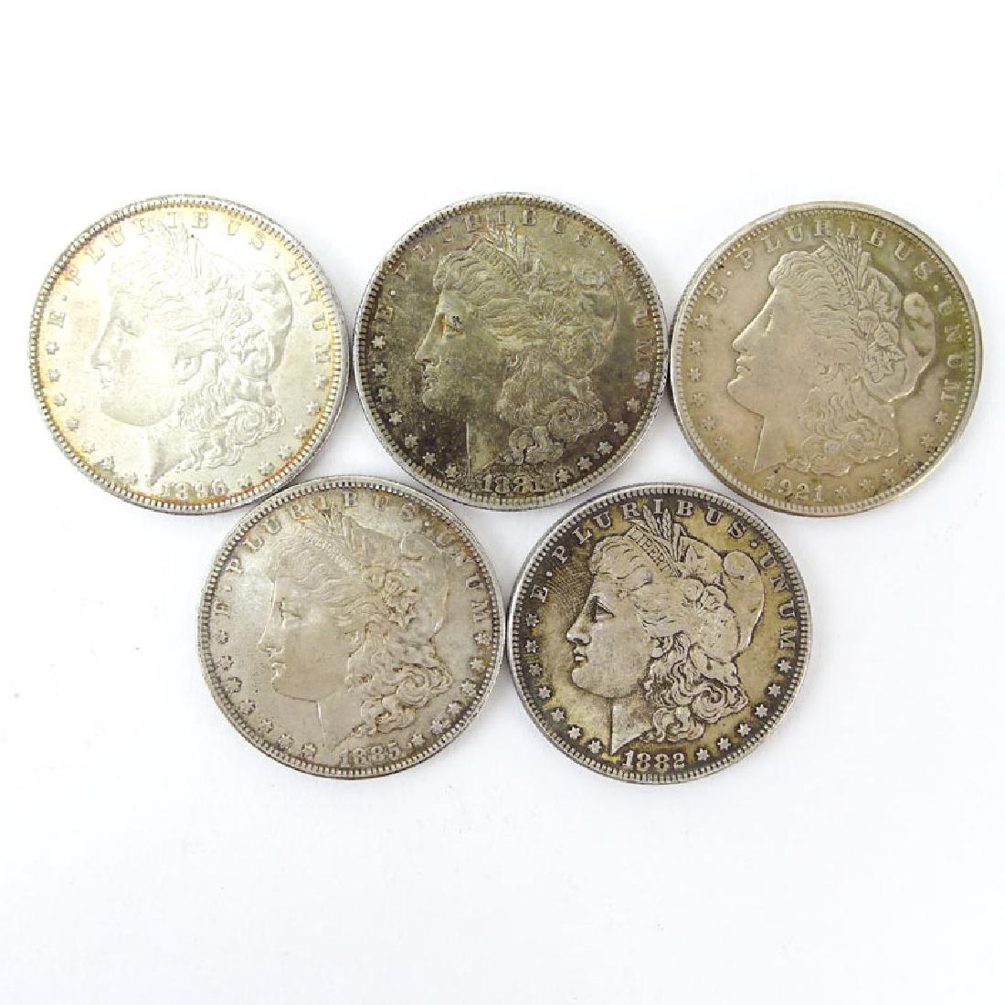 Lot of Five (5) 1881-1921 U.S. Morgan Silver Dollars. (1 of 2)