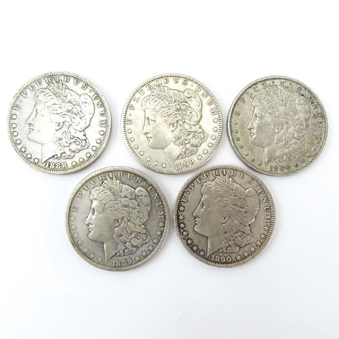 Lot of Five (5) 1880-1900 U.S. Morgan Silver Dollars. (1 of 2)