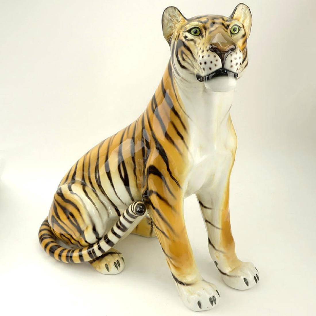 Large Mid-Century Ceramic Tiger Figurine. Unsigned. (1 of 4)
