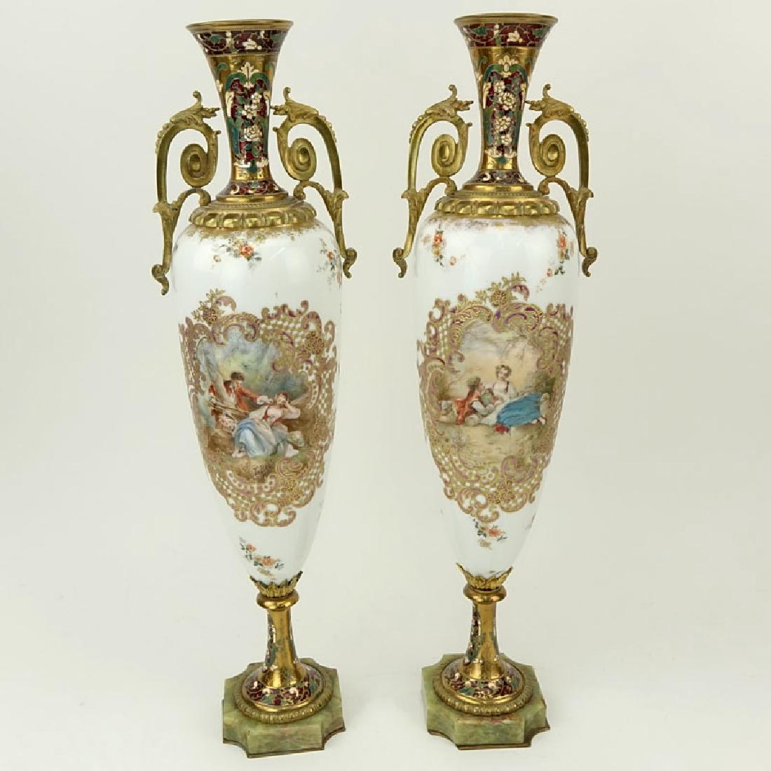 Pair Probably Sevres Hand Painted Porcelain Champleve (1 of 8)