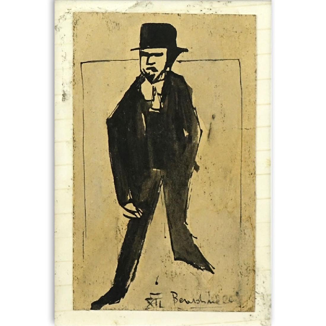 20th Century Italian School Ink On Paper. "Man In (1 of 6)