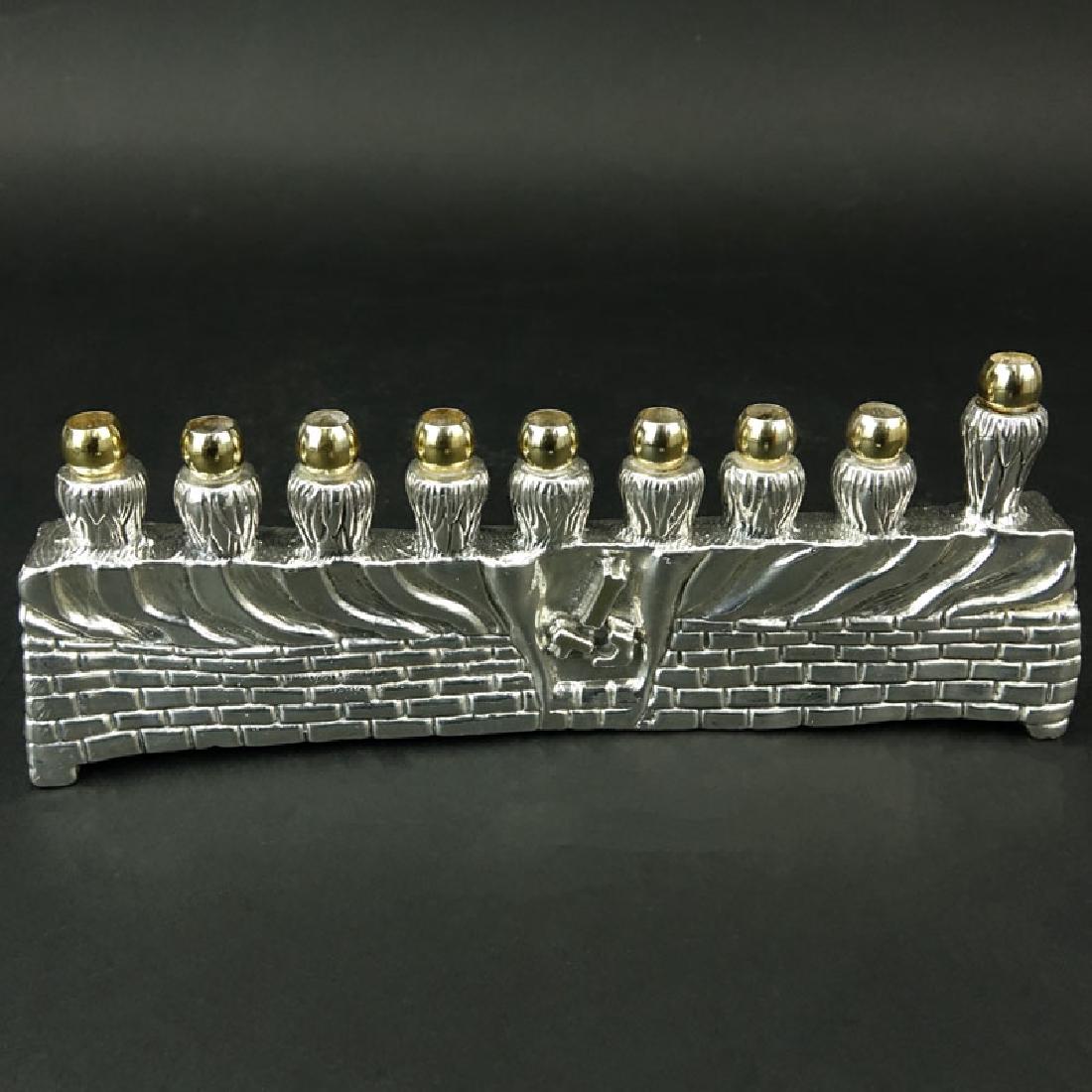 Sterling Silver Parcel Gilt Hanukkah Lamp/Menorah. (1 of 7)