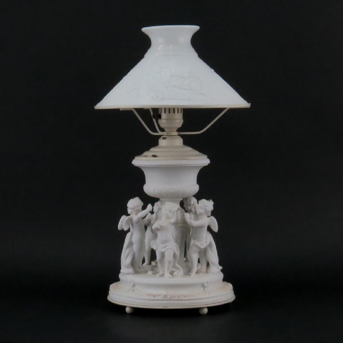Vintage Bisque Porcelain Figural Lamp With Lithopane (1 of 4)