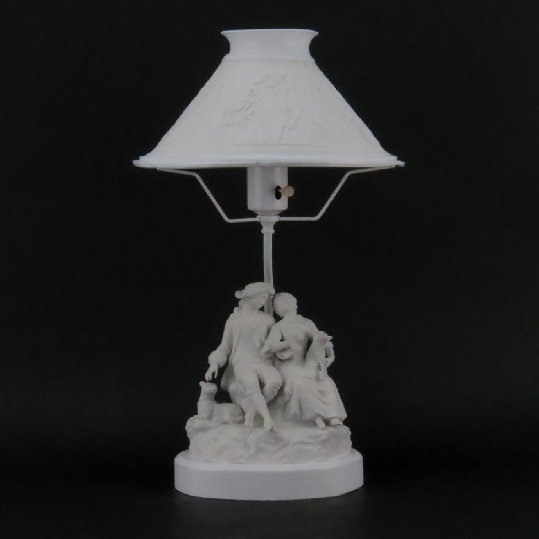 Pair of Vintage Bisque Porcelain Figural Lamp With (1 of 5)