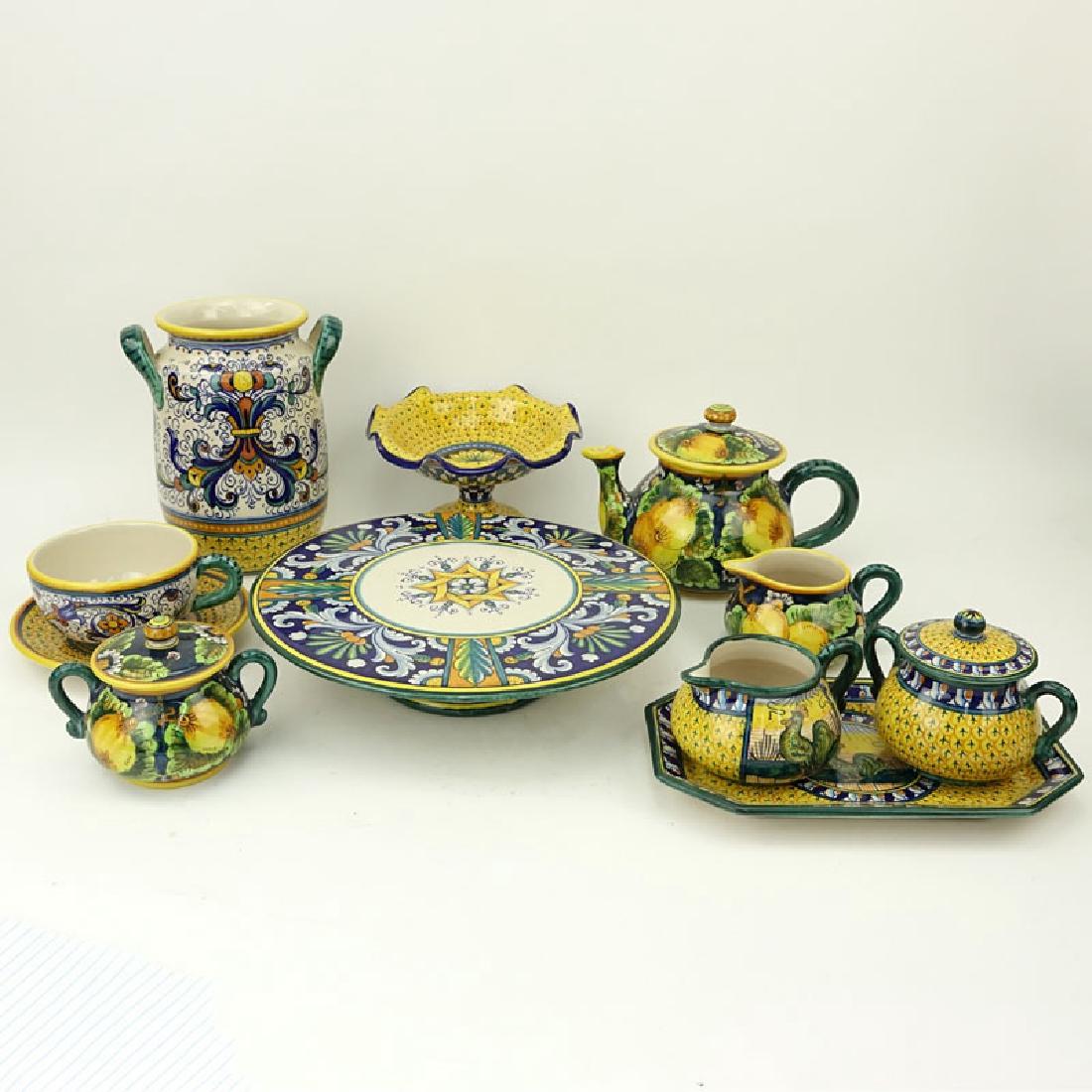 Ten (10) Pieces Geribi Deruta Majolica Pottery. (1 of 3)