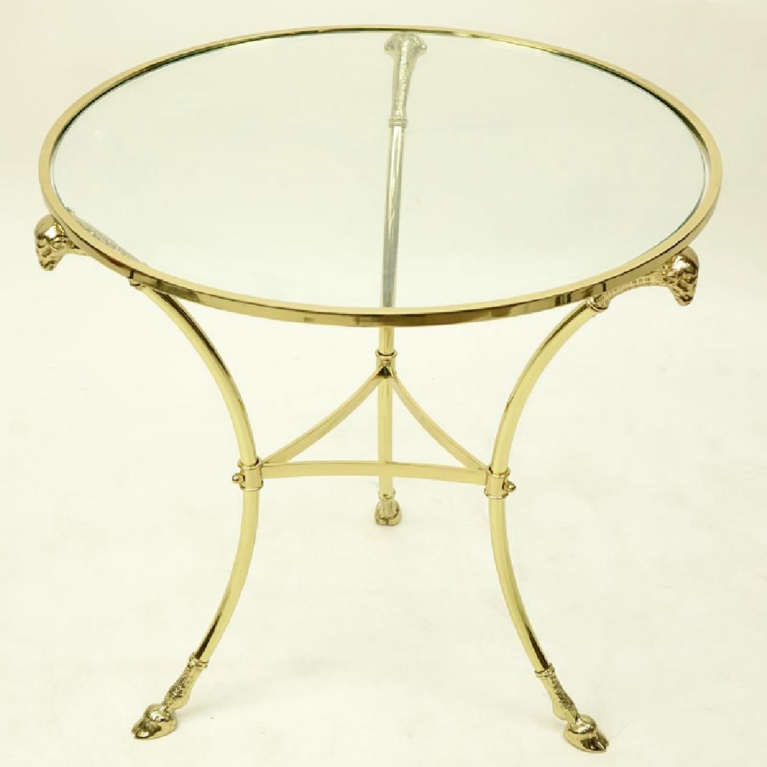 Modern Hollywood Regency Style Gilt Brass Round Glass (1 of 4)