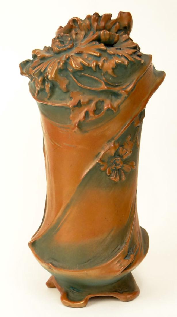 Art Nouveau Footed Pottery Vase. Signed on Bottom (1 of 8)