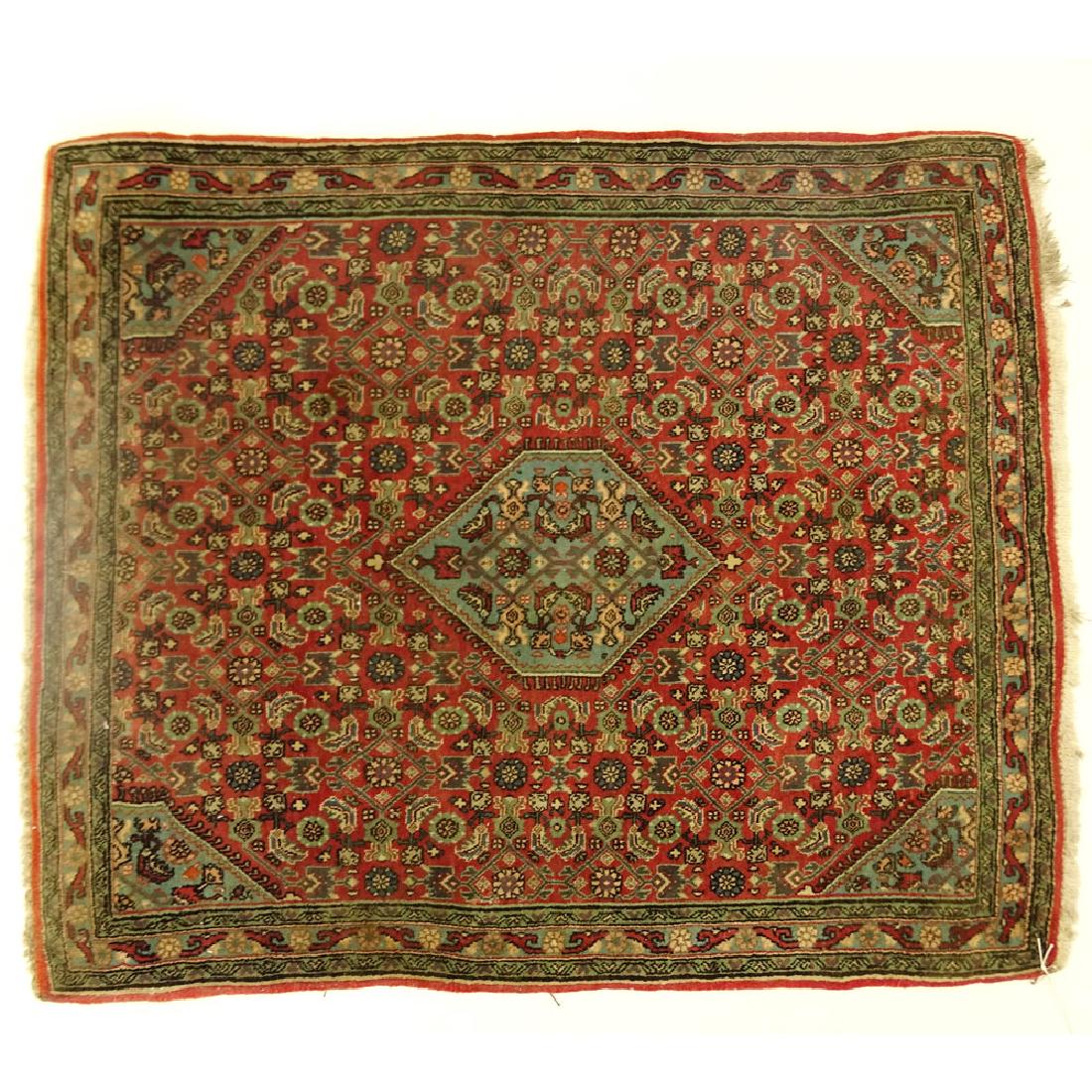Small Semi Antique Persian Bijar Carpet with Turquoise (1 of 3)