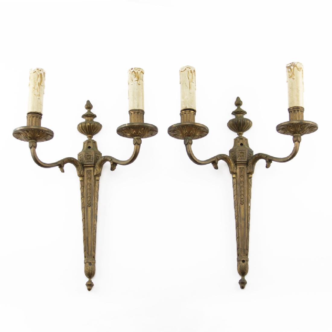 19/20th Century Gilt Bronze 2-Arm Wall Sconces. (1 of 4)