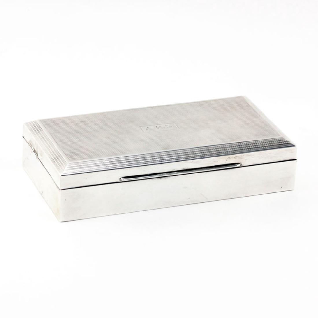 English Sterling Silver Box with Chased Top. Stamped (1 of 7)