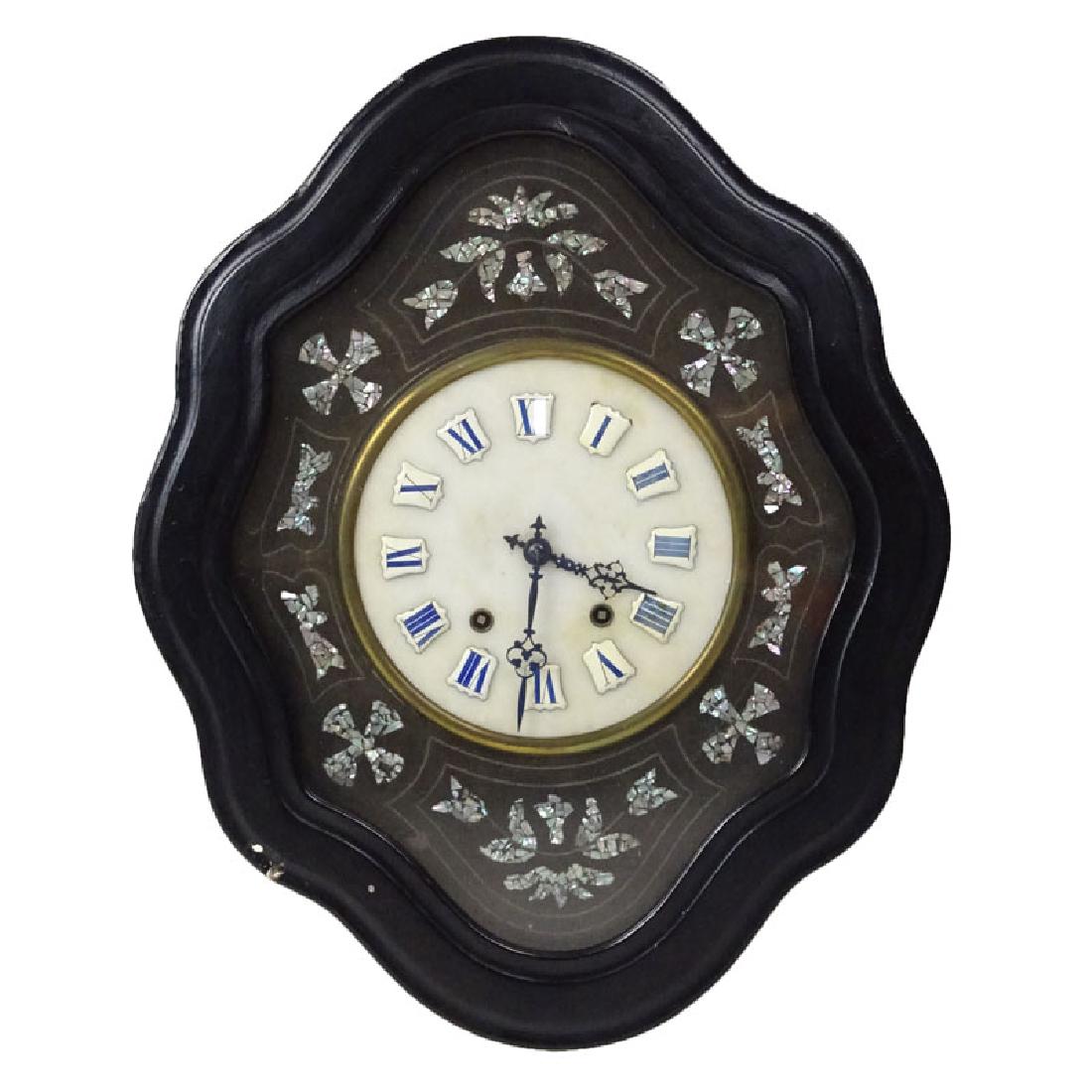 Antique French Mother of Pearl Inlaid Wall Clock. (1 of 3)