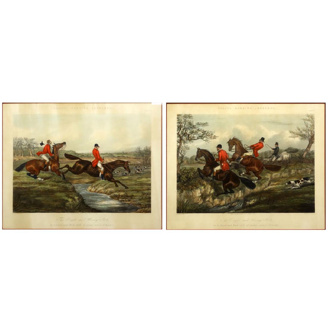 Pair Hand Colored Engravings "The Right And Wrong (1 of 3)