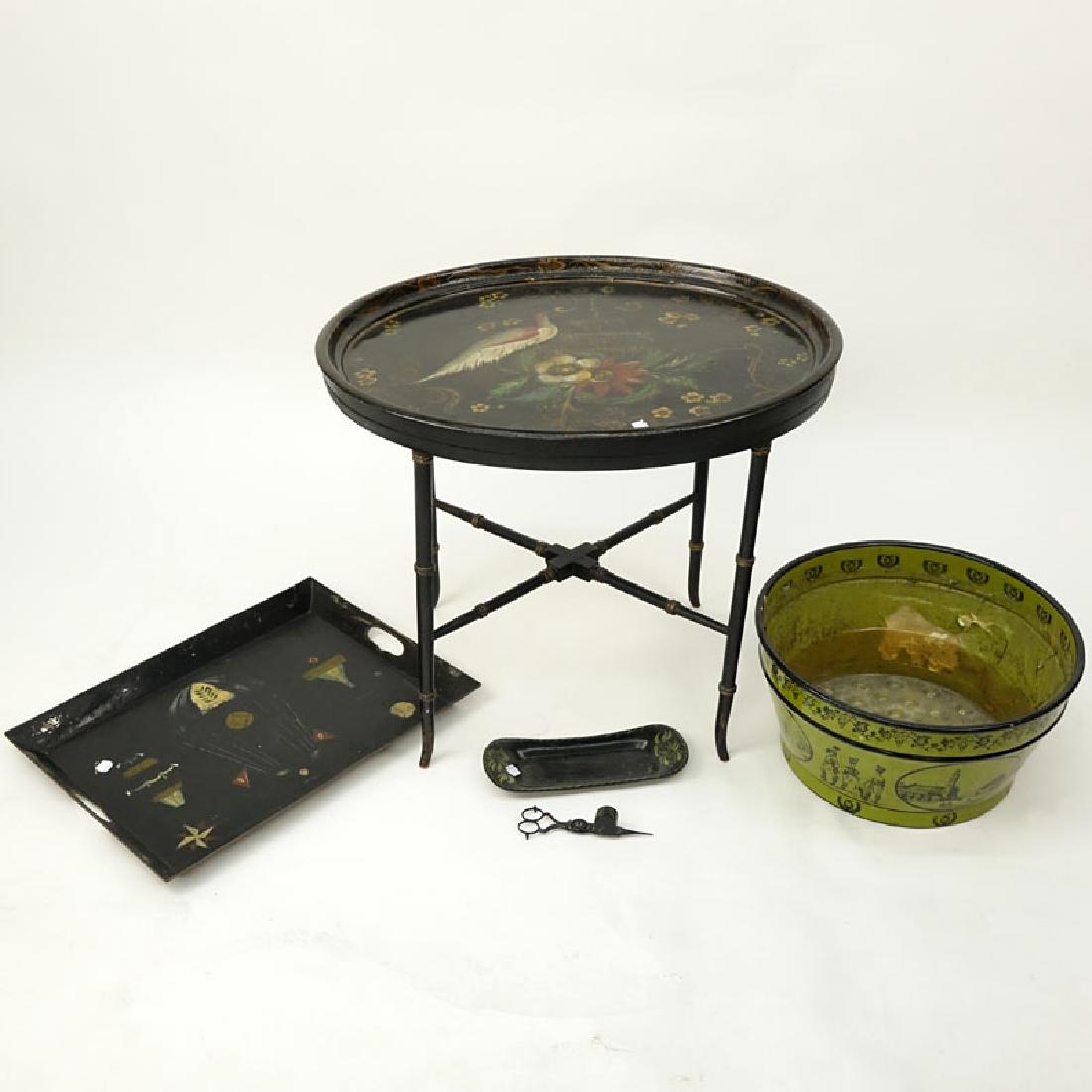 Grouping of Five (5) Vintage Toleware Items. Includes: (1 of 4)