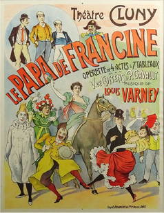 Alfred Choubrac, French (1853-1902) Poster "Le Papa De: Alfred Choubrac, French (1853-1902) Poster "Le Papa De Francine" Unsigned. Light Creases or in Good Condition. Measures 31 Inches by 23 Inches. Frame Measures 39-1/2 Inches by 31 inches. Shipping: Thi