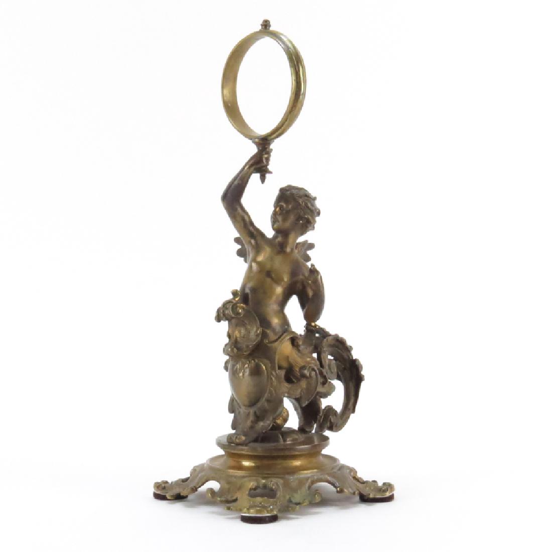 Antique French Bronze Figural Clock Holder. Unsigned. (1 of 4)