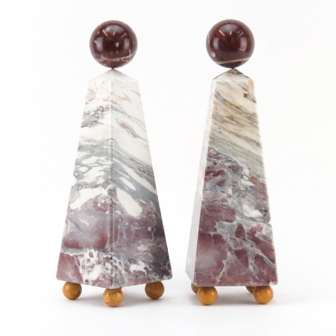 Pair of Neoclassical Style Footed Marble Obelisks with (1 of 3)