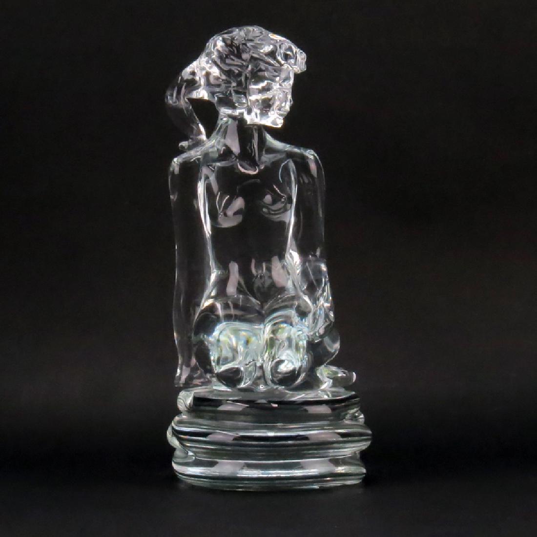 Loredano Rosin, Italian (1936-1991) Murano Glass: Loredano Rosin, Italian (1936-1991) Murano Glass Sculpture with Base , Seated Nude. Etched signature to base. Surface scratches and small nick to base, sculpture is detached from base, needs to be re-
