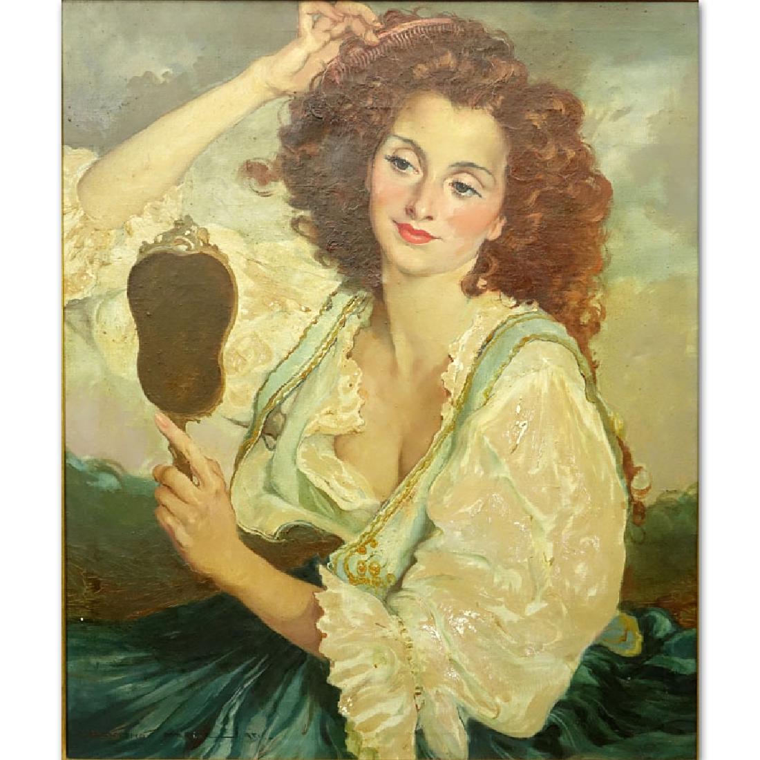 Maria Szantho, Hungarian (1897 - 1998) Oil on canvas: Maria Szantho, Hungarian (1897 - 1998) Oil on canvas "Beauty "Signed lower left. Craquelure, flaking. Measures 33" x 27-3/4", frame measures 38-1/4" x 32-1/2". Shipping: Third party. (estimate $600-$8
