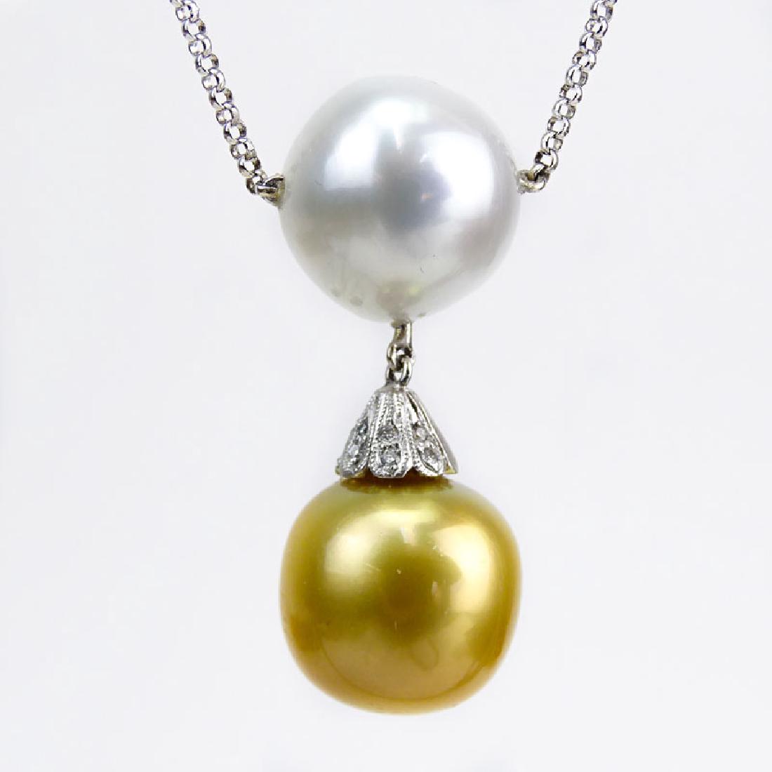 South Sea Pearl, Approx. .30 Carat Diamond and 14 Karat (1 of 3)