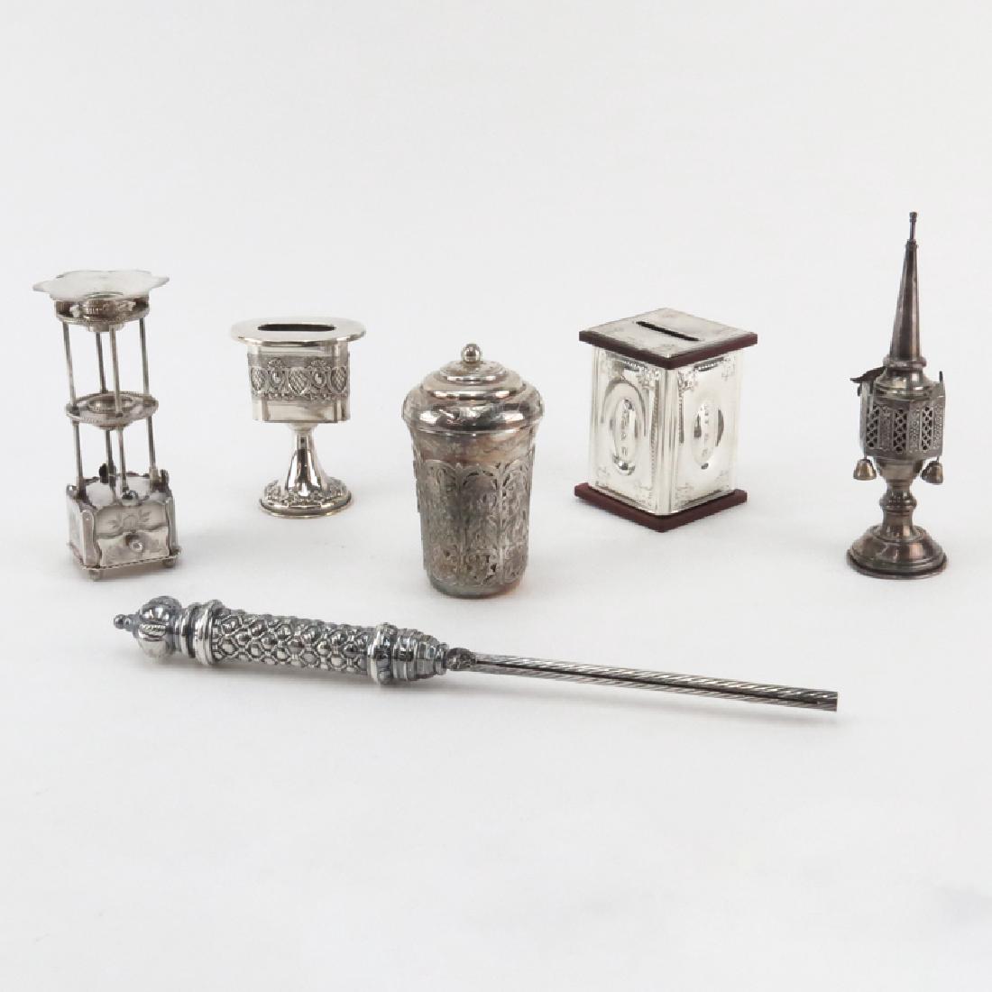 Seven (7) Piece Sterling Silver Judaica Lot. Includes: (1 of 7)