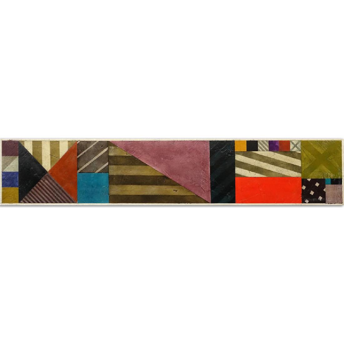Gregg Robinson, American (born 1948) "Cipher Bar 20": Gregg Robinson, American (born 1948) "Cipher Bar 20" Oil on Canvasboard Panel. Artist signed, title and dated 1990 far right. Very minor rubbing to paint. Panel measures 15-1/4" H x 63-1/2" W, frame m
