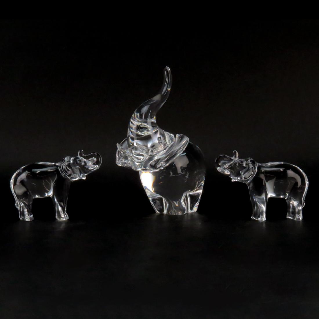 Three (3) Crystal Elephant Figurines. Includes: Steuben (1 of 3)