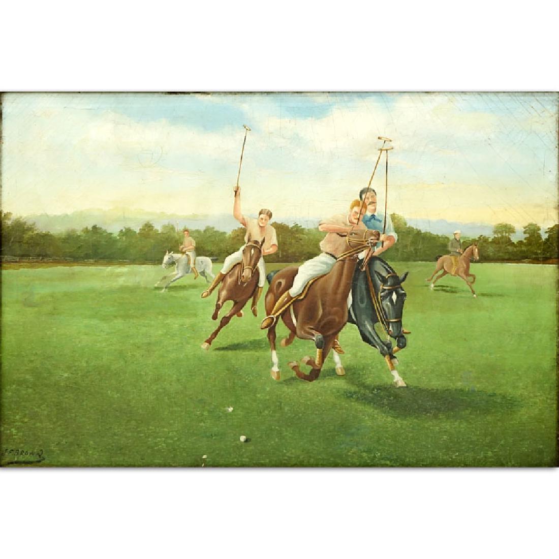 J. F. Brown, American (20th Century) "Polo Game" Oil on (1 of 5)