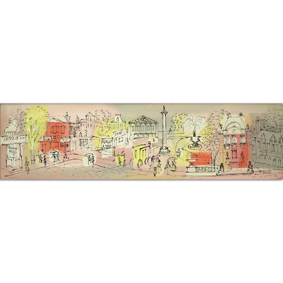 Charles Cobelle, French (1902-1998) "Place Vendôme,: Charles Cobelle, French (1902-1998) "Place Vendôme, Paris" Oil on Canvas Signed Lower Right. Some presence of craquelure. Canvas measures 10" H x 36" W, frame measures 14-1/2" H x 40-1/2" W. Shipping