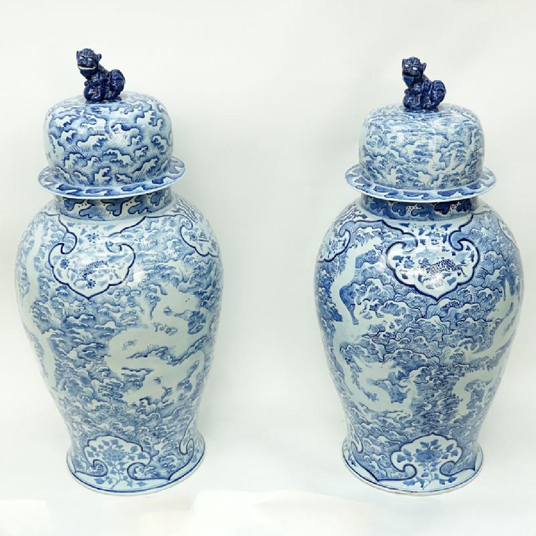 Large Pair of Matching Chinese Blue and White Porcelain (1 of 4)