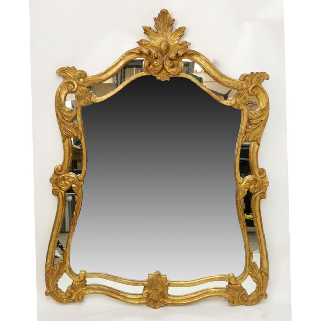 Large Decorative Giltwood Mirror. Probably Italian. (1 of 2)