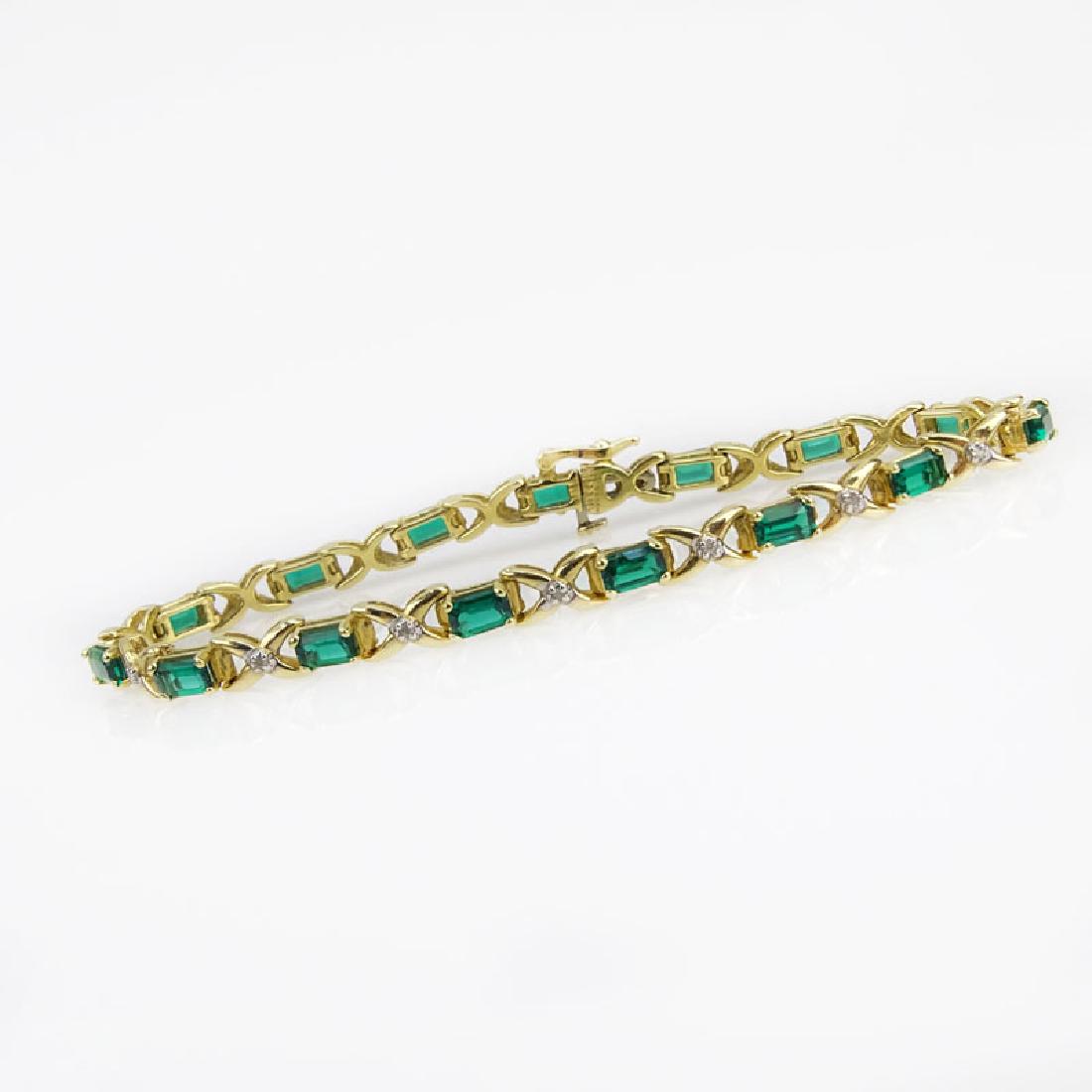 Vintage Emerald and Diamond 14 Karat Yellow Gold Inline (1 of 4)