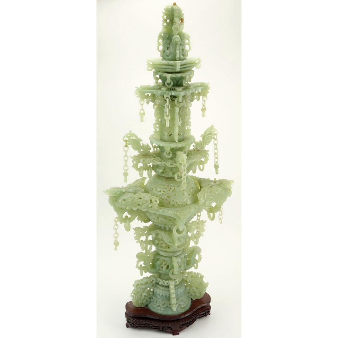 Large 19/20th Century Chinese Carved Serpentine Jade (1 of 6)
