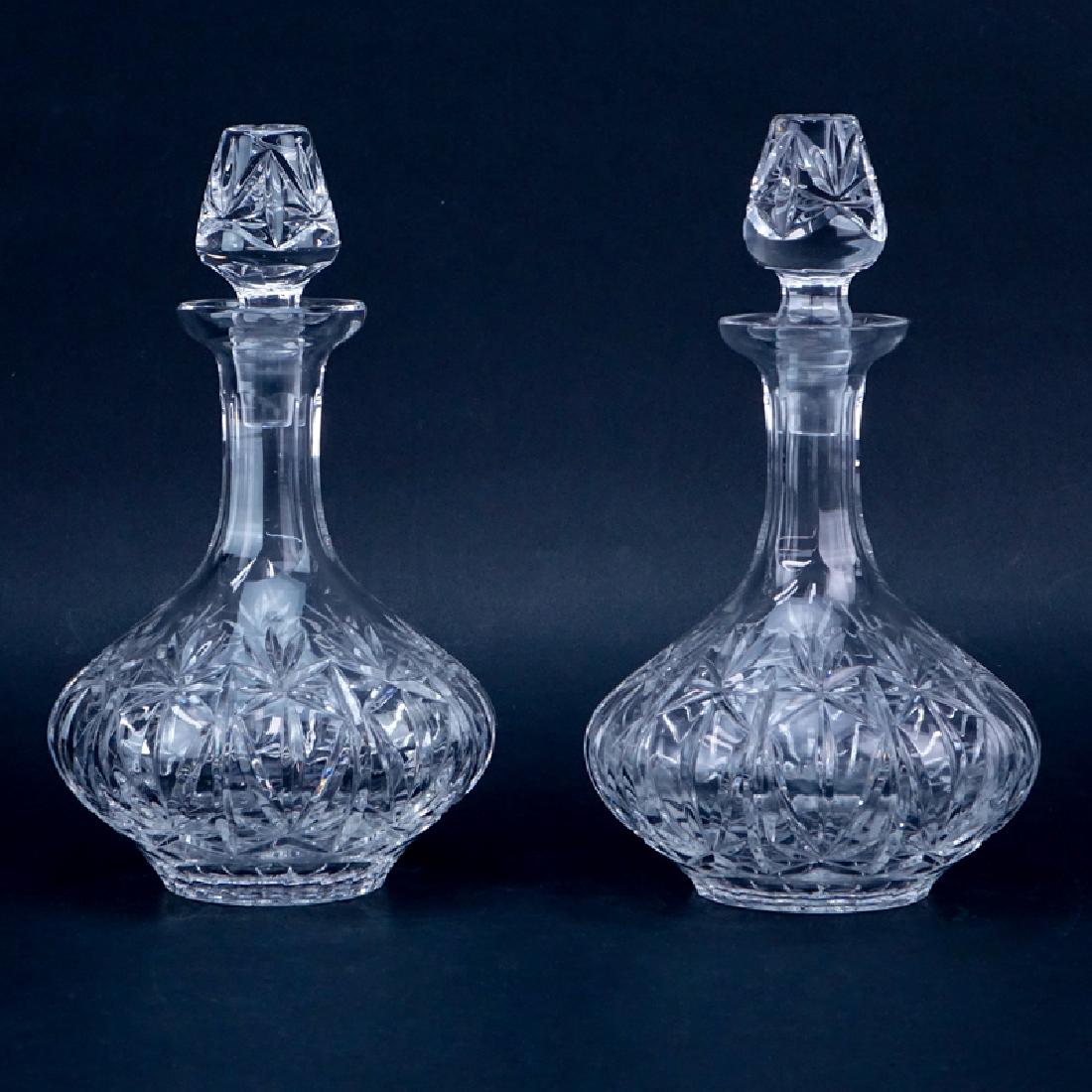 Pair of Moser Karlsbad Cut Crystal Decanters. Signed. (1 of 2)