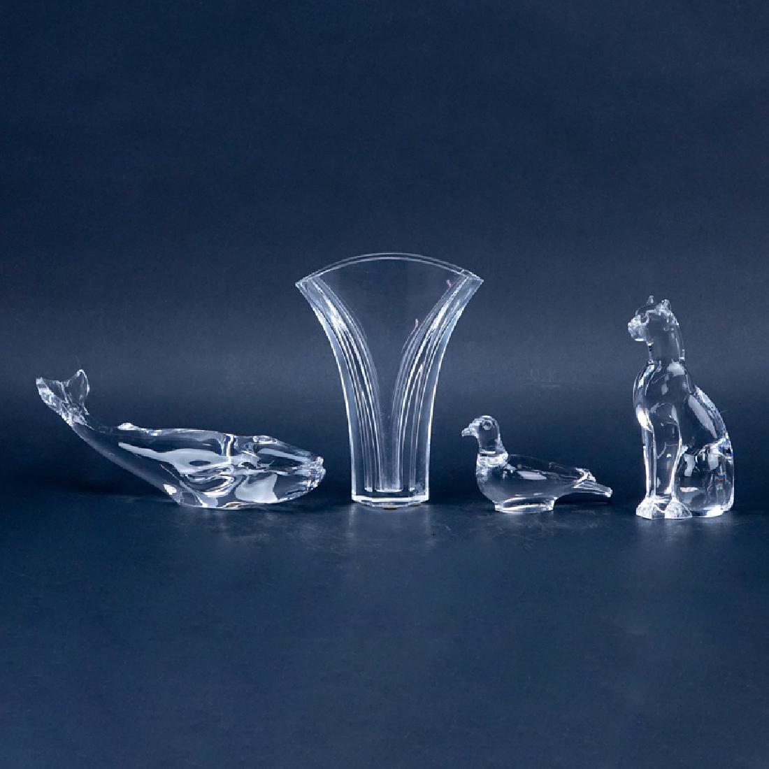 Collection of Four (4) Baccarat Crystal Tableware.: Collection of Four (4) Baccarat Crystal Tableware. Includes: whale, turtle dove, Egyptian cat, and Ginkgo vase. All signed appropriately. Good condition. Tallest measures 7-1/4" H, smallest measures 2