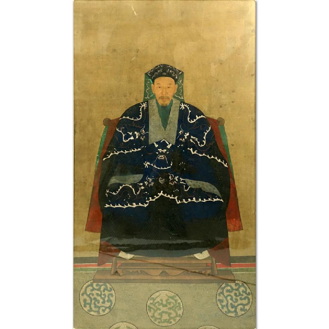 19th Century Chinese School "Ancestor Portrait" Gouache (1 of 4)
