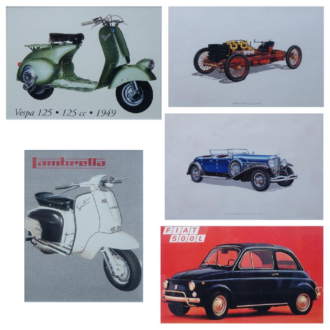Five (5) Vintage Auto Prints. Includes: Lambretta, (1 of 3)