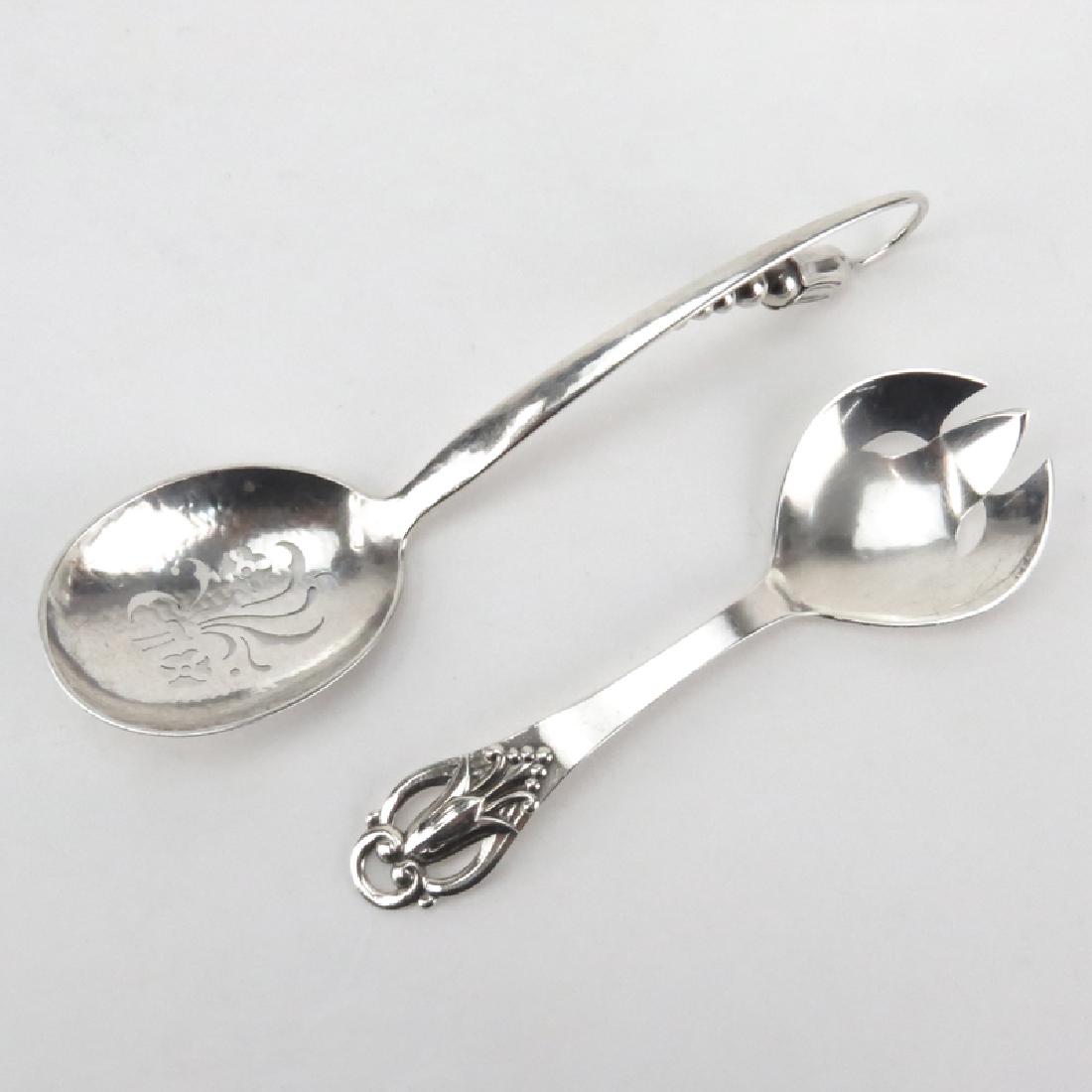 Two (2) Danish Sterling Silver Hand Wrought Serving (1 of 3)