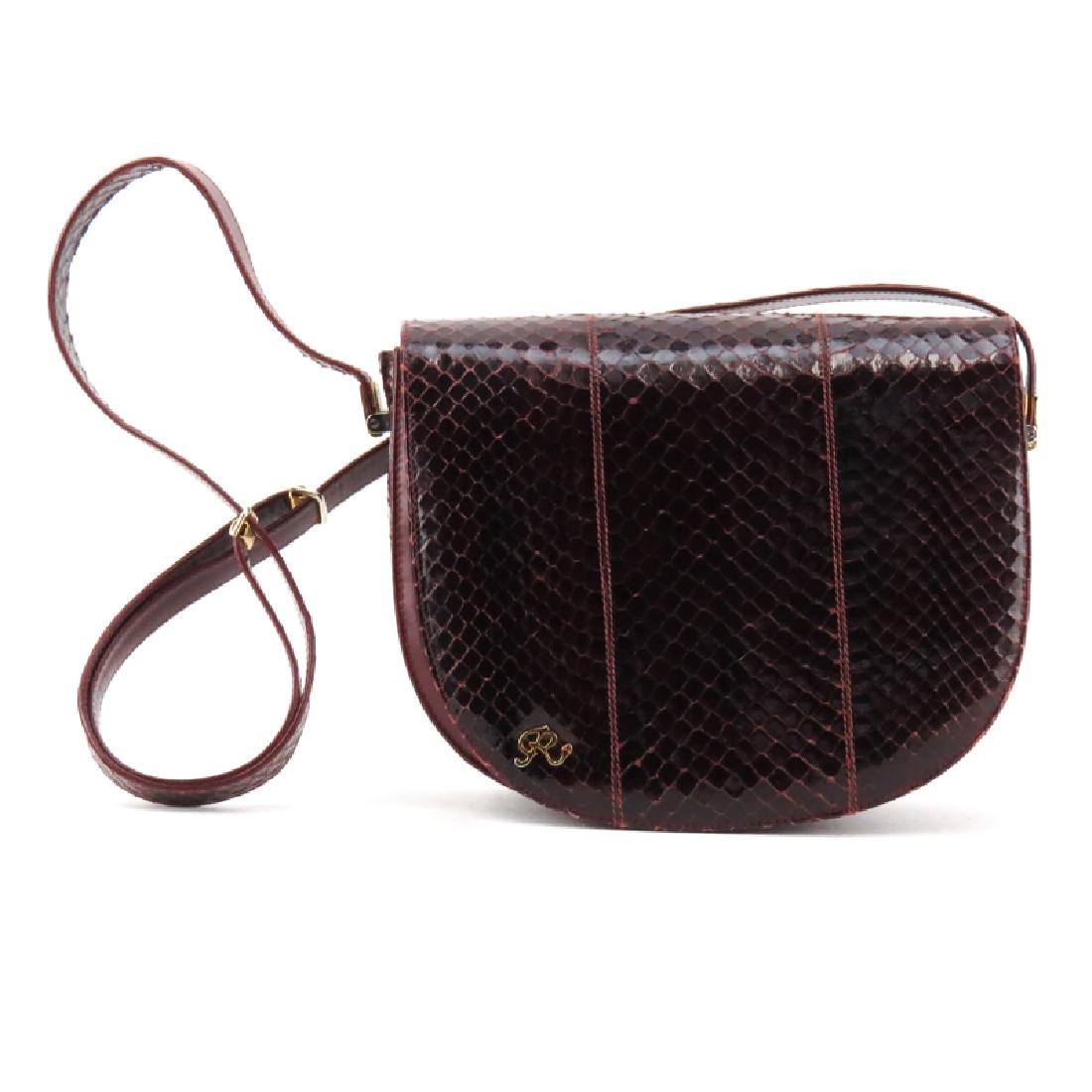 Aubergine Python Shoulder Flap Hand Bag By Robert From (1 of 6)