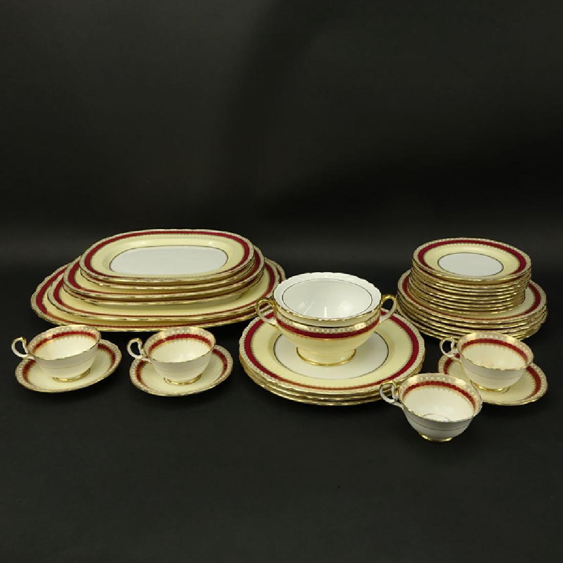 Thirty Two (32) Piece Aynsley Maroon and Gilt Porcelain (1 of 6)