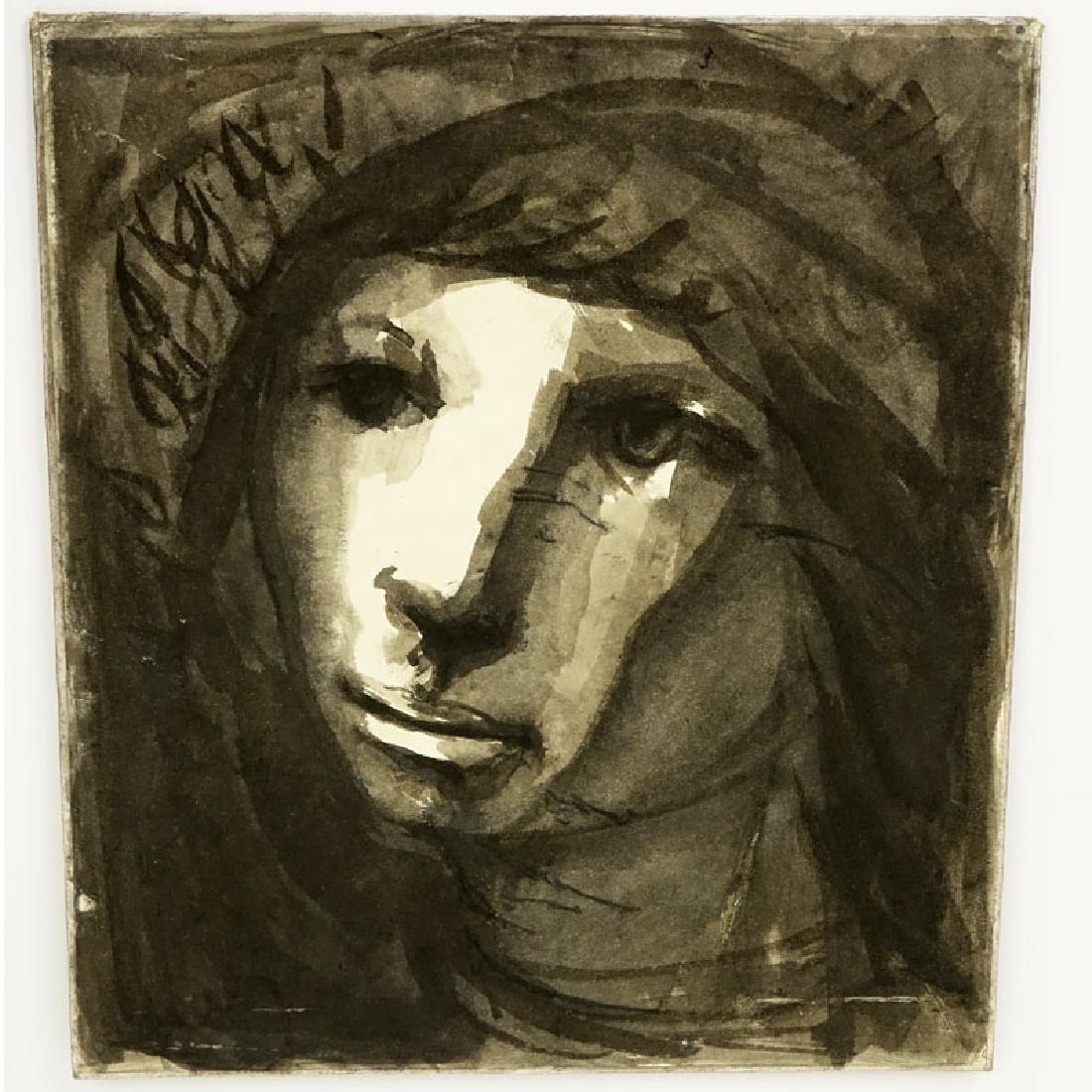 In The Manner Of Odilon Redon, French (1840-1916): In The Manner Of Odilon Redon, French (1840-1916) Watercolor on paper laid down on cardboard "Christ Drawing" Unsigned. Good condition. Measures 10-5/8" x 9-1/2". Shipping $48.00 (estimate $150-$250)