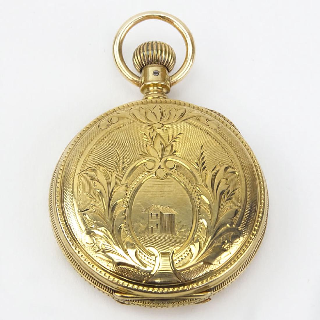 Antique Elgin 14 Karat Yellow Gold Engraved Pocket (1 of 6)