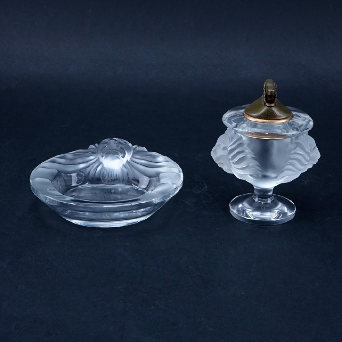 Two (2) Piece Lalique "Tete De Lion" Crystal Smoking (1 of 2)