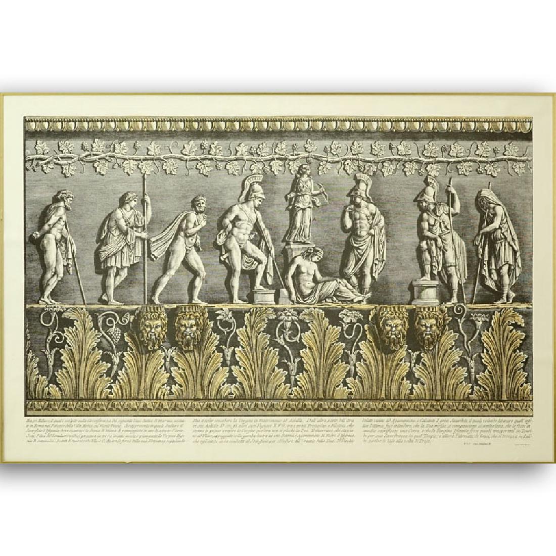 Ornamental Frieze Engraving After Francesco Piranesi,: Ornamental Frieze Engraving After Francesco Piranesi, Italian (born circa 1758-1810). Edizione Ponte Vecchio. Publisher's Fleur de lis blind stamp or otherwise unsigned. Laid down on foam board, frame