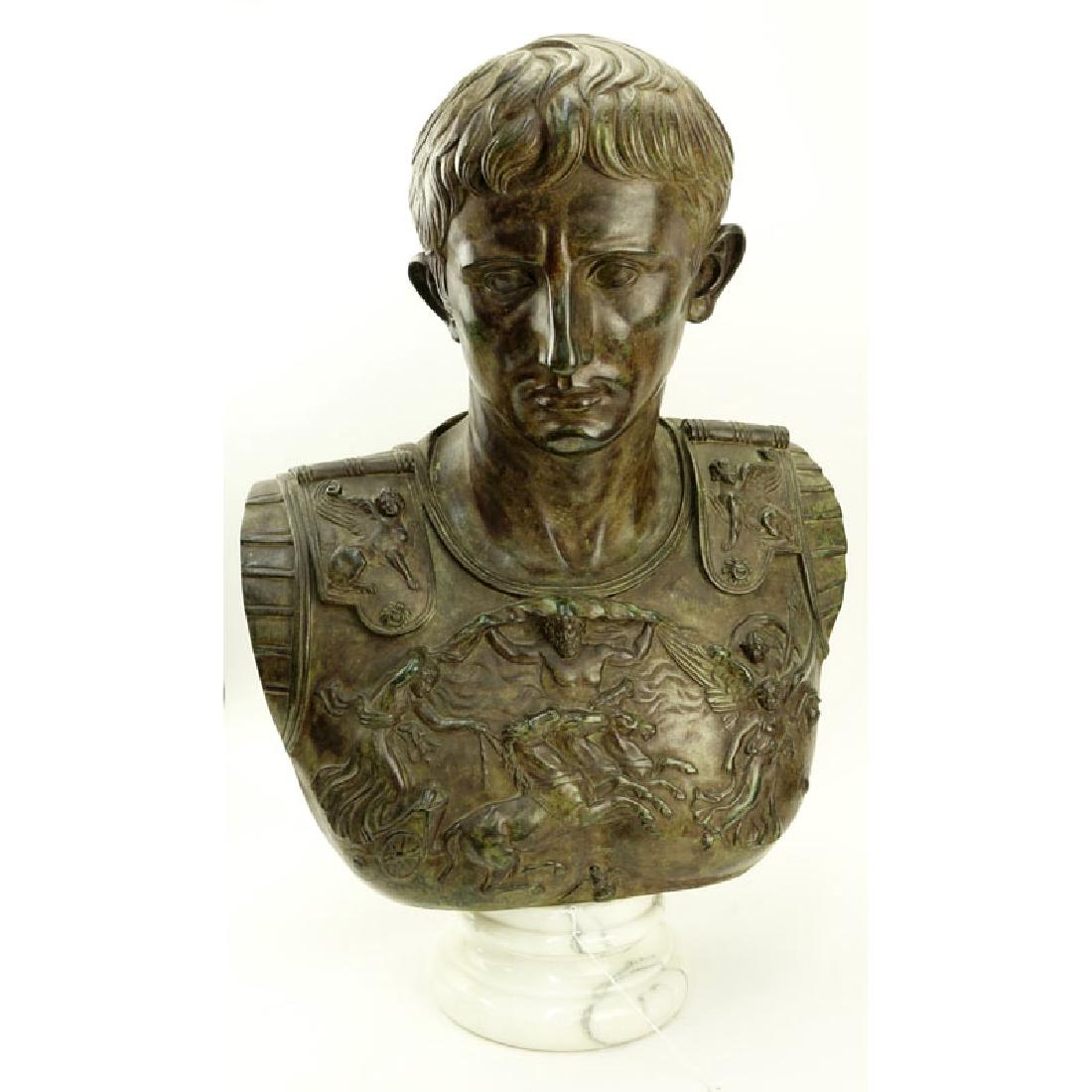 Large Modern Bronze Bust of Augustus Caesar On White (1 of 10)