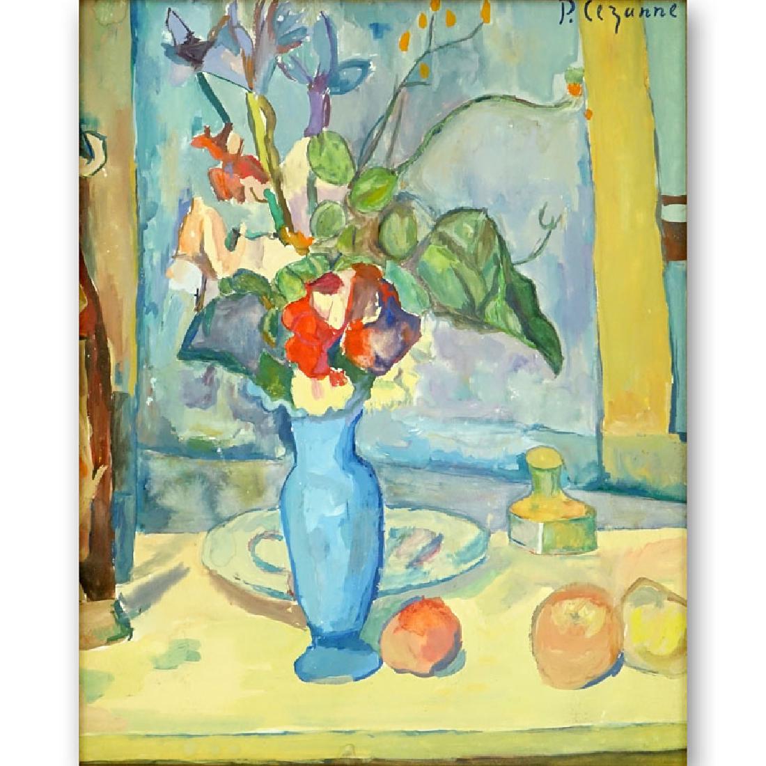 Signed P. Cezanne Gouache on paper, Still Life with (1 of 4)