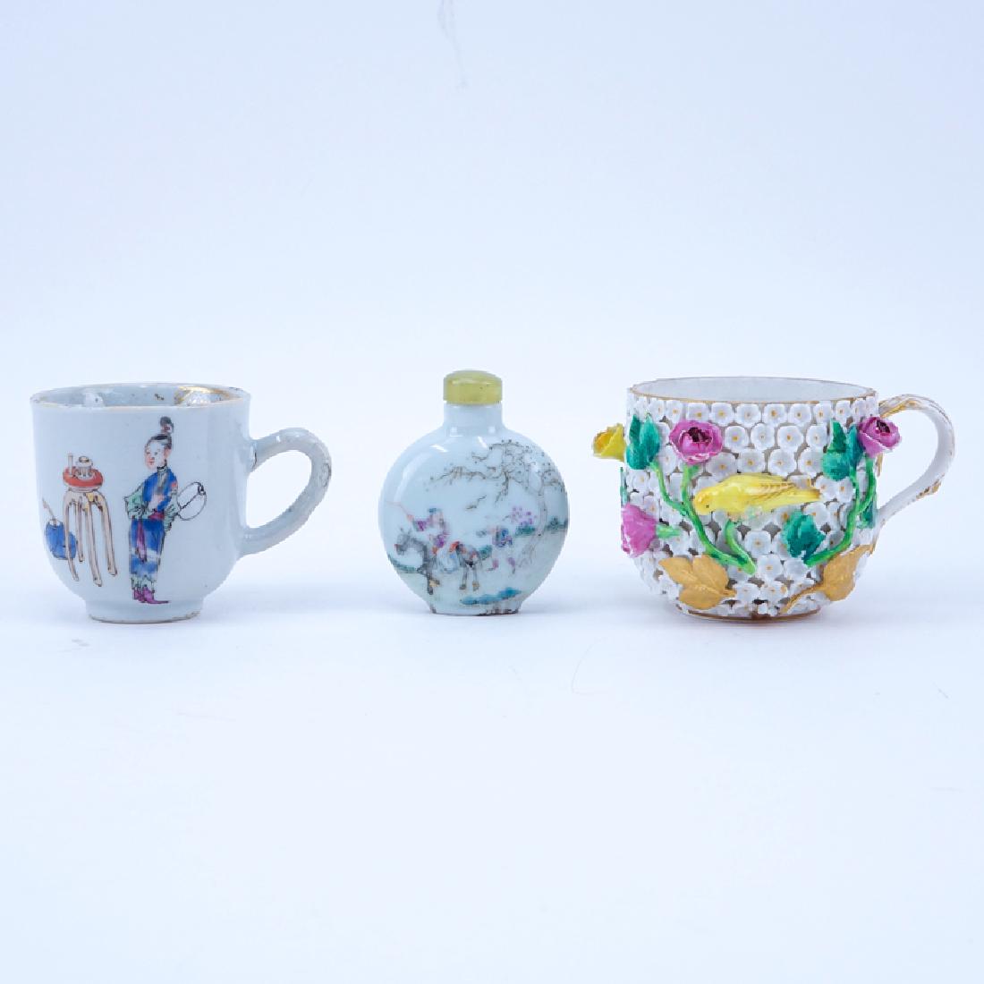 Three Piece Porcelain Lot. Includes: Meissen cup, (1 of 4)