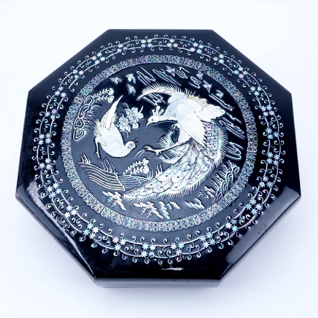 Vintage Japanese Inlaid Lacquer Wedding Jewelry Box. (1 of 5)