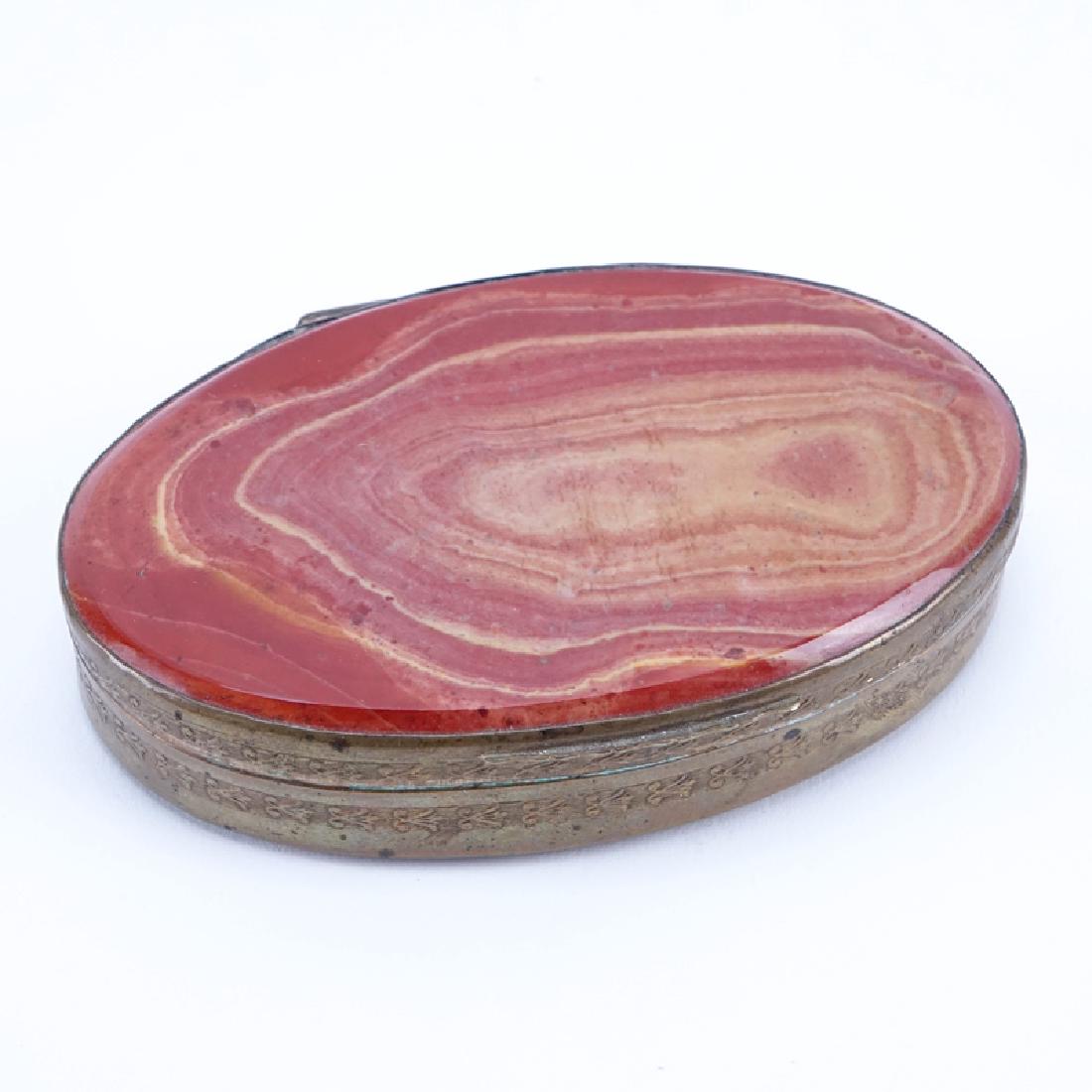 Vintage Agate Box. Brass mountings. Unsigned. Good (1 of 4)