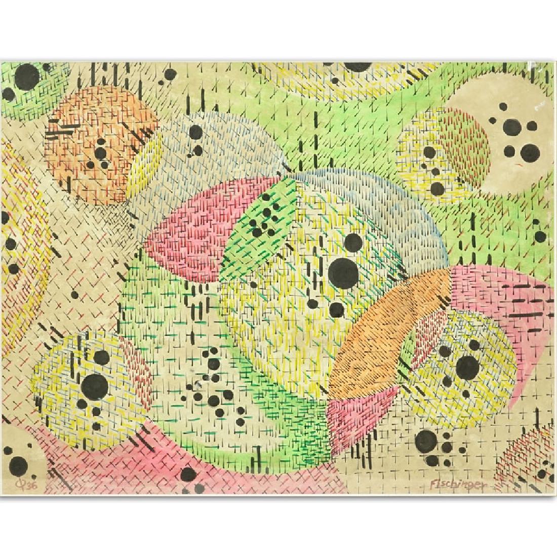 1930's German School Ink and Gouache On Paper "Abstract (1 of 5)